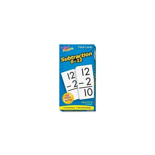 Trend Enterprises Trend Math Subtraction 0-12 Flash Cards, 3" x 6", 91 Cards/Box T53103 - main